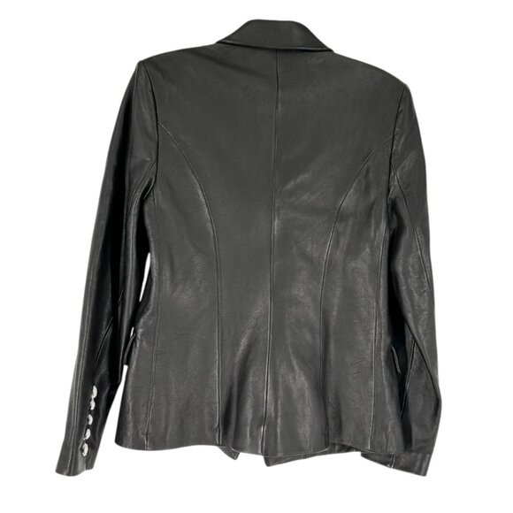 NWOT L'Agence Kenzie Black Lamb Leather Double Breasted Blazer Jacket - Picture 3 of 7